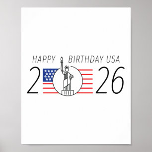 Poster Joyeux anniversaire Usa - 2026 Jour de l'Indépenda