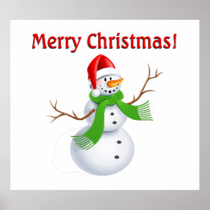 Poster Joyeux bonhomme de neige de Noël