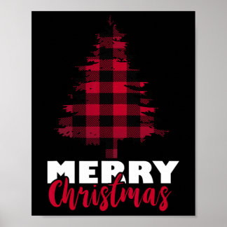 Poster Joyeux Buffalo de Noël Plaid Arbre de Noël Noël No