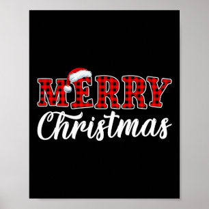Poster Joyeux Buffalo de Noël Plaid Red Père Noël Family