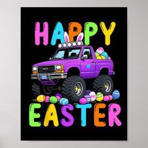 Poster Joyeux Bunny de Pâques Monter Camion Drôle folie