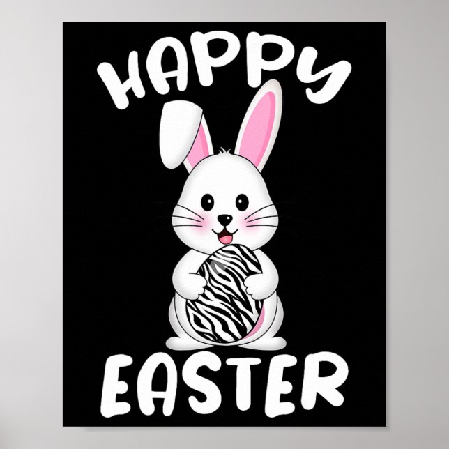 Poster Joyeux Bunny Oeufs de Pâques Zebra Imprimer Bunny  (Devant)