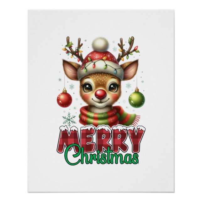 Poster Joyeux cadeau de Noël Reinder (Devant)