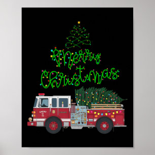 Poster Joyeux Camion de Noël Xmas Tree Lights Garçons à