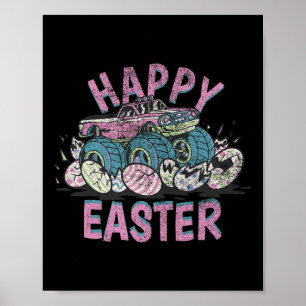Poster Joyeux Camion Monstre De Pâques OEufs De Pâques Po