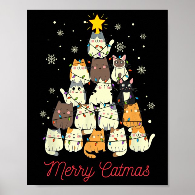Poster Joyeux Catmas Chat Amoureux des chats d'arbre de N (Devant)