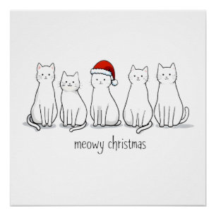 Poster Joyeux Catmas Chat Noël Mignon Chatons Chats Père