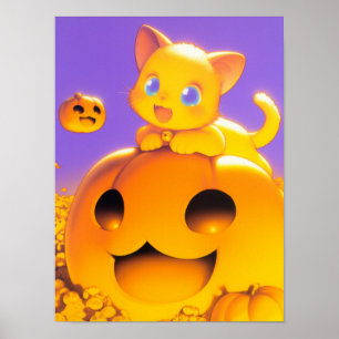 Poster Joyeux chat d'Halloween