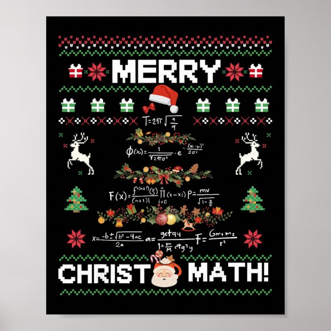 Poster Joyeux Christmath drôle de Noël Math Tree Étudiant (Devant)