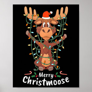 Poster Joyeux Christmoose Noël Orignal Xmas Guirlandes de