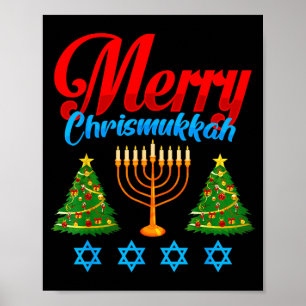 Poster Joyeux Christmukkah Noël juif Christmas Hanukkah