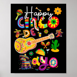 Poster Joyeux Cinco De Mayo Fiesta Parti Mexicain 5 De Ma