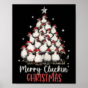 Poster Joyeux Cluckin Noël Drôle Poulets de Noël F
