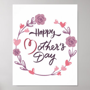 Poster Joyeux Coeurs de la Fête des Mères Bouquet de cour