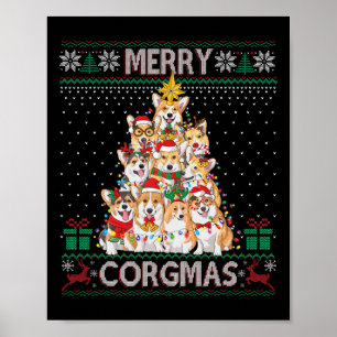 Poster Joyeux Corgmas Doux moche Funny Corgi Noël T