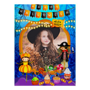 Poster Joyeux déguisement d'Halloween pour enfants Fête C