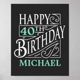 Poster Joyeux design d'anniversaire, style décoratif vint