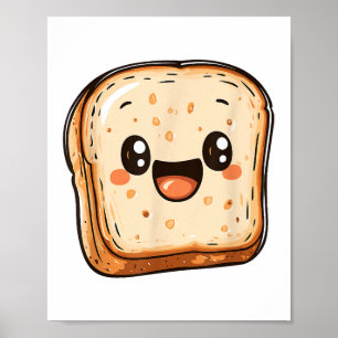 Poster Joyeux dessin en tranches de pain souriant toast