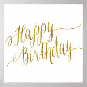 Poster Joyeux devis d'anniversaire Gold Faux Foil