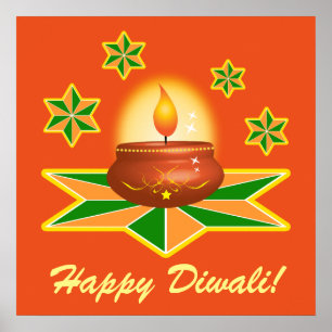 Poster Joyeux Diwali avec lanterne