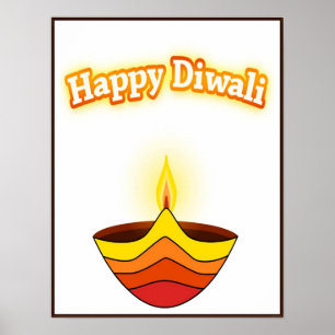 Poster Joyeux Diwali et lampe Diya