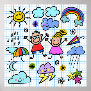 Poster Joyeux Doodles De Météo