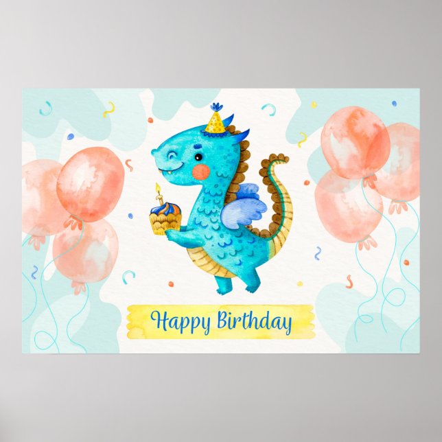 Poster Joyeux dragon d'anniversaire (Devant)