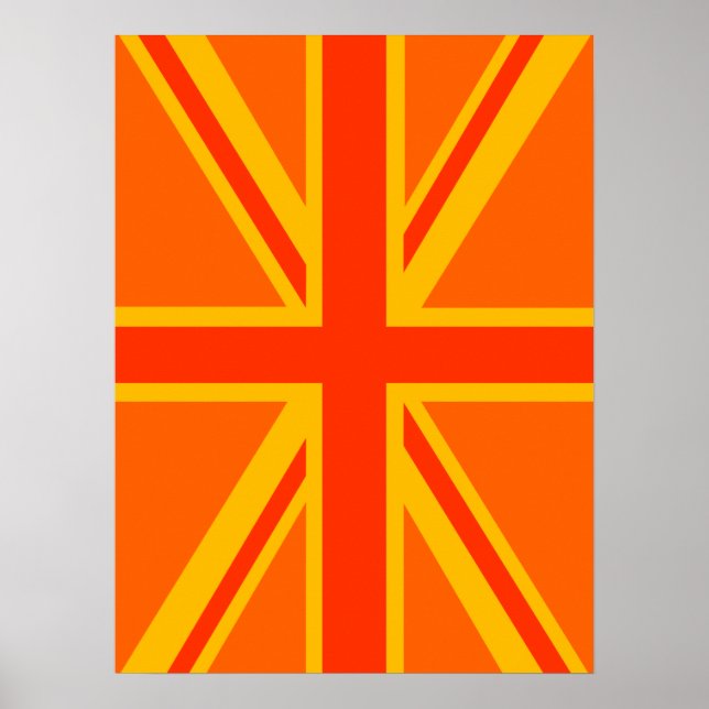 Poster Joyeux drapeau britannique Union Jack orange (Devant)