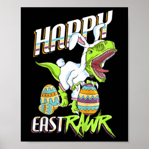 Poster Joyeux Eastrawr Mignon Trex Dinosaure Lapin de Pâq