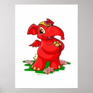 Poster Joyeux éléphant rouge à Shenkuu