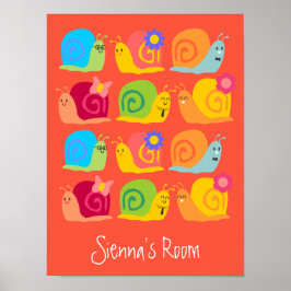 Poster Joyeux escargots mignons