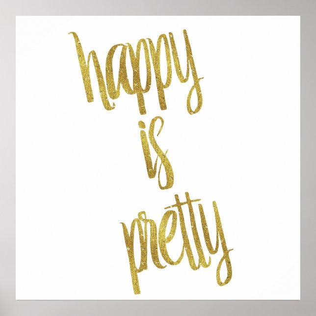 Poster Joyeux est jolie Citation Faux Gold Foil Parties s (Devant)