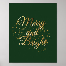 Poster Joyeux et brillant Luxe, Vert foncé & Or Design