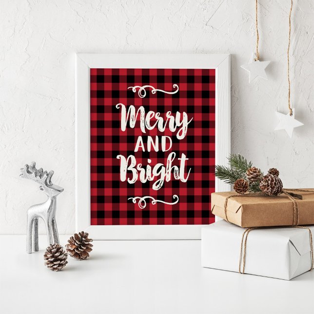 Poster Joyeux et brillant rouge rustique Plaid Mur de vac (Créateur téléchargé)