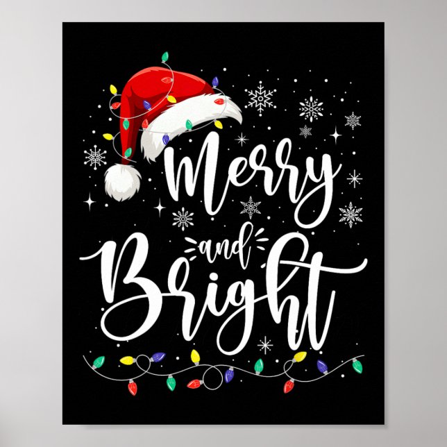 Poster Joyeux Et Lumineuses Rouge Santa Chapeau Famille X (Devant)