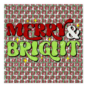 Poster Joyeux et lumineux - Noël rétro Joyeux Joyeux Fête