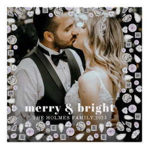 Poster joyeux et lumineux photo de couple de noël moderne