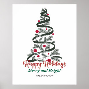 Poster Joyeux et lumineux   Typographie de l'arbre de Noë