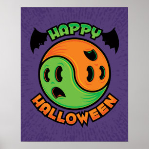 Poster Joyeux fantôme d'Halloween Yin-Yang