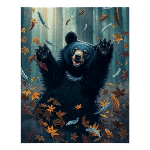 Poster Joyeux Feuilles de chasse à l'ours noir