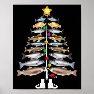 Poster Joyeux Fishmas Arbre de Noël Drôle de Pêche 