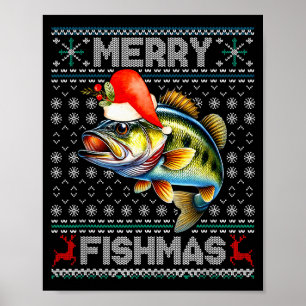 Poster Joyeux Fishmas Noël Vacances Santa Pêche Xmas