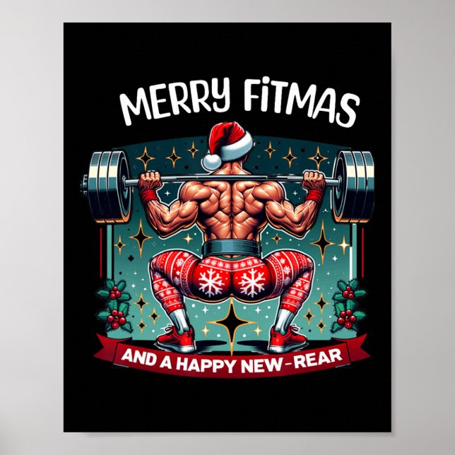 Poster Joyeux Fitmas Et Bonne Nouvelle Année Arrière Fitn (Devant)