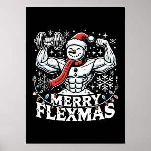 Poster Joyeux Flexmas - Snowman Flexting Gym de Noël