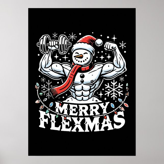 Poster Joyeux Flexmas - Snowman Flexting Gym de Noël (Devant)