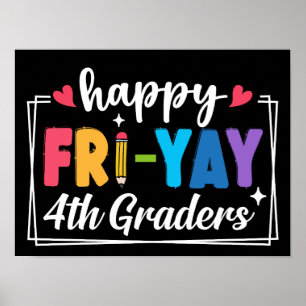 Poster Joyeux Fri-Yay 4th Graders enseignant étudiant ven