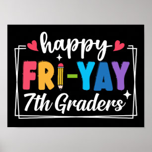 Poster Joyeux Fri-Yay 7e Graders Vendredi Étudiant enseig