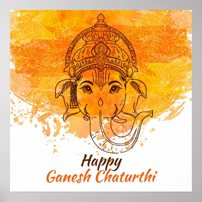 Poster Joyeux Ganesh Chaturthi (Devant)