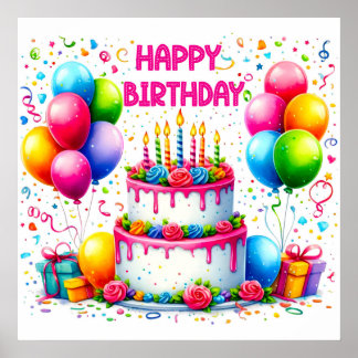 Poster Joyeux gâteau d'anniversaire