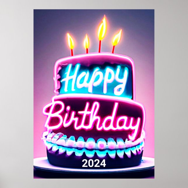 Poster Joyeux gâteau d'anniversaire 2024 Anniversaire Par (Devant)